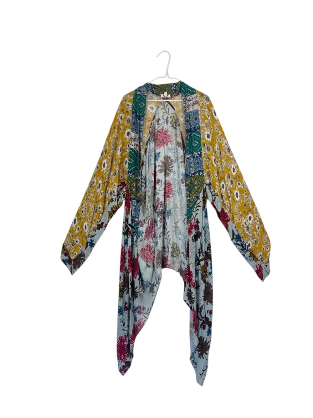Umgee Boho Floral Patchwork Kimono Duster for Layering S/M